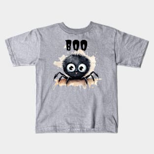 Adorable Halloween Black Spider saying Boo Kids T-Shirt